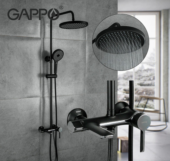 Душевая система Gappo G03-6 G2403-6 Черная матовая Хром