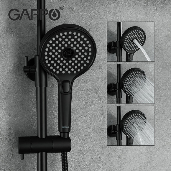 Душевая система Gappo G03-6 G2403-6 Черная матовая Хром