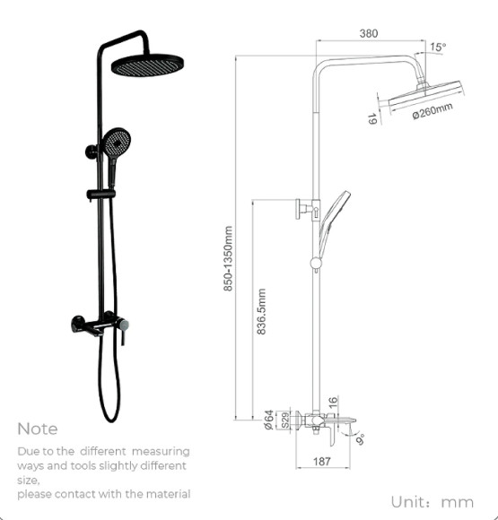 Душевая система Gappo G03-6 G2403-6 Черная матовая Хром
