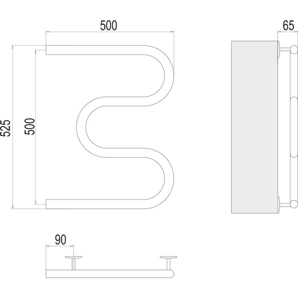 Электрический полотенцесушитель Terminus М-образный 500x500 4620768883910 Хром