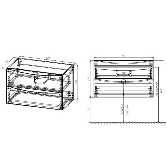 Тумба под раковину Vincea Mia 90 VMC-2MC900BT подвесная Beton Тумба под раковину Vincea Mia 90 VMC-2MC900BT подвесная Beton