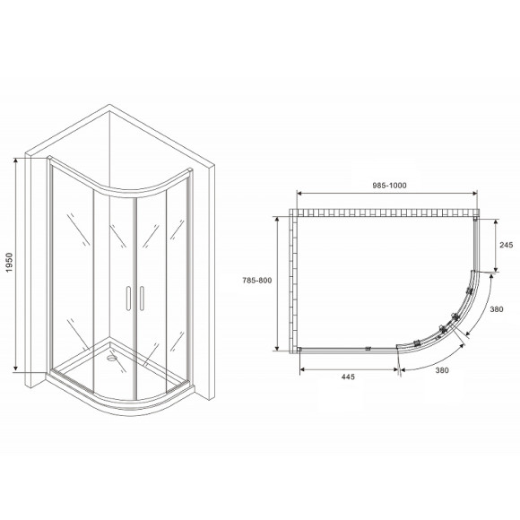 Душевой уголок Abber Schwarzer Diamant 100x80 AG01180B профиль Черный стекло прозрачное Душевой уголок Abber Schwarzer Diamant 100x80 AG01180B профиль Черный стекло прозрачное