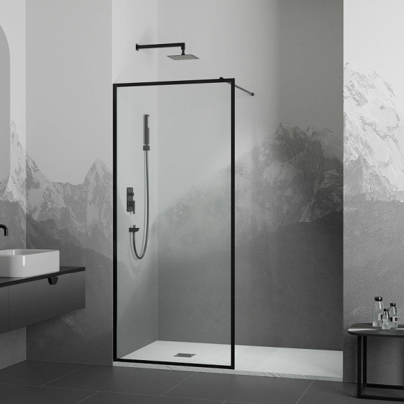 Душевая перегородка RGW Walk In WA-012B 90 35101290-84 профиль Черный стекло прозрачное Душевая перегородка RGW Walk In WA-012B 90 35101290-84 профиль Черный стекло прозрачное