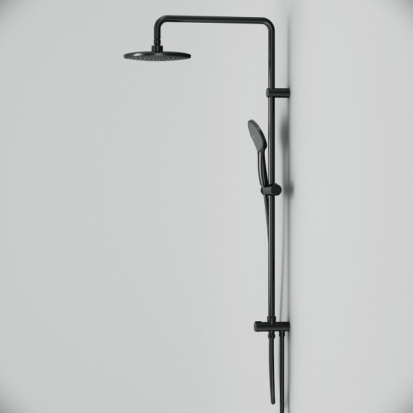 Комплект душевого уголка с душевой системой и аксессуарами AM.PM Gem 90x90 WK90EO профиль Черный матовый стекло прозрачное Комплект душевого уголка с душевой системой и аксессуарами AM.PM Gem 90x90 WK90EO профиль Черный матовый стекло прозрачное