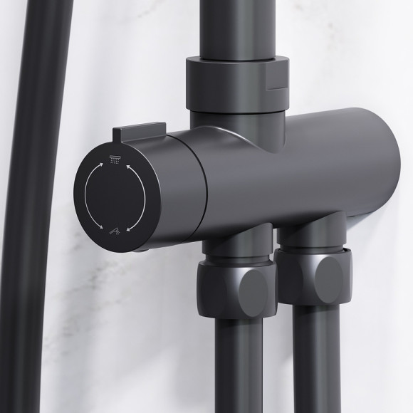 Комплект душевого уголка с душевой системой и аксессуарами AM.PM Gem 90x90 WK90EO профиль Черный матовый стекло прозрачное Комплект душевого уголка с душевой системой и аксессуарами AM.PM Gem 90x90 WK90EO профиль Черный матовый стекло прозрачное