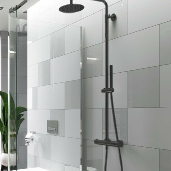 Душевая система Excellent Pi Rain Termo Round ARAC.SY.107BL с термостатом Черная матовая