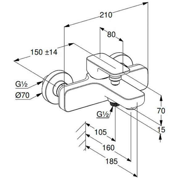 Смеситель для ванны Kludi Renon 426910575 Хром