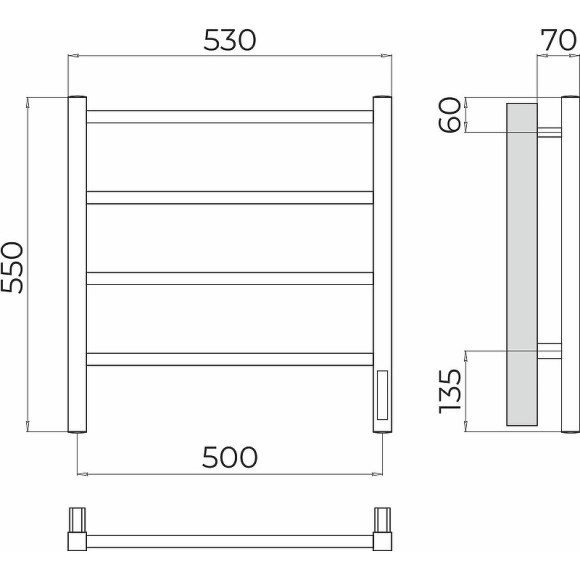 Электрический полотенцесушитель Terminus Ватикан П4 500х550 4670078544421 Хром