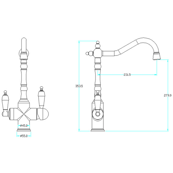 Смеситель для кухни Boheme Tradizionale Oro 112-BLC Золото