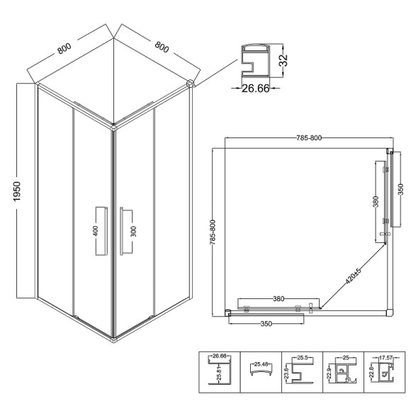 Душевой уголок Niagara Nova 80х80 NG-6622-34 профиль Хром стекло прозрачное Душевой уголок Niagara Nova 80х80 NG-6622-34 профиль Хром стекло прозрачное