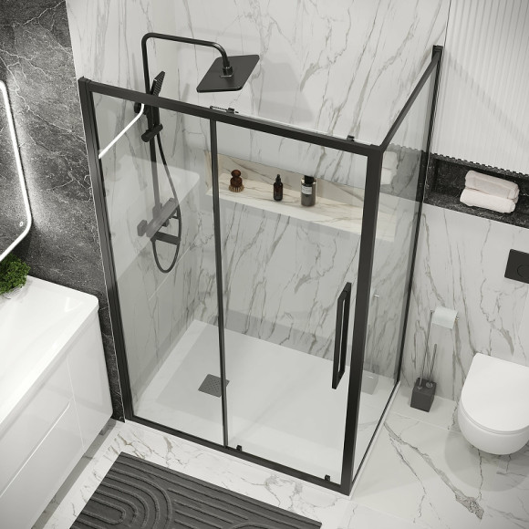 Душевая стенка Grossman Cosmo 90 200.K33.02.90.21.00 профиль Черный матовый стекло прозрачное Душевая стенка Grossman Cosmo 90 200.K33.02.90.21.00 профиль Черный матовый стекло прозрачное
