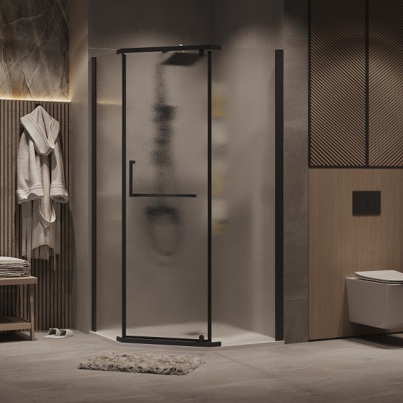 Душевой уголок Grossman Pragma 100х100 302.K33.03.1010.21.02 профиль Черный матовый стекло шиншилла Душевой уголок Grossman Pragma 100х100 302.K33.03.1010.21.02 профиль Черный матовый стекло шиншилла