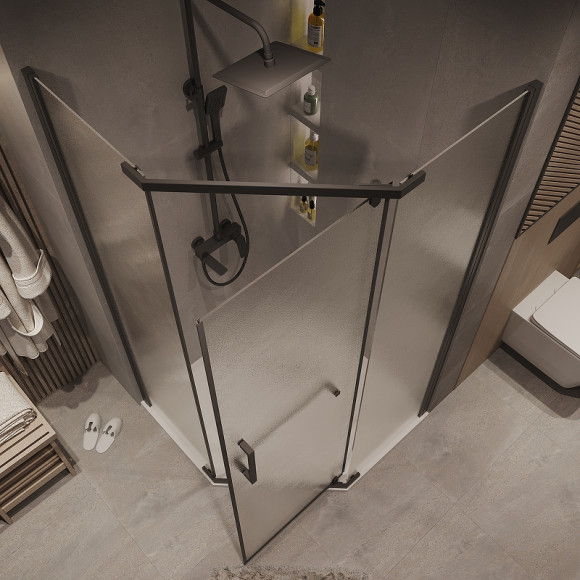 Душевой уголок Grossman Pragma 100х100 302.K33.03.1010.21.02 профиль Черный матовый стекло шиншилла Душевой уголок Grossman Pragma 100х100 302.K33.03.1010.21.02 профиль Черный матовый стекло шиншилла