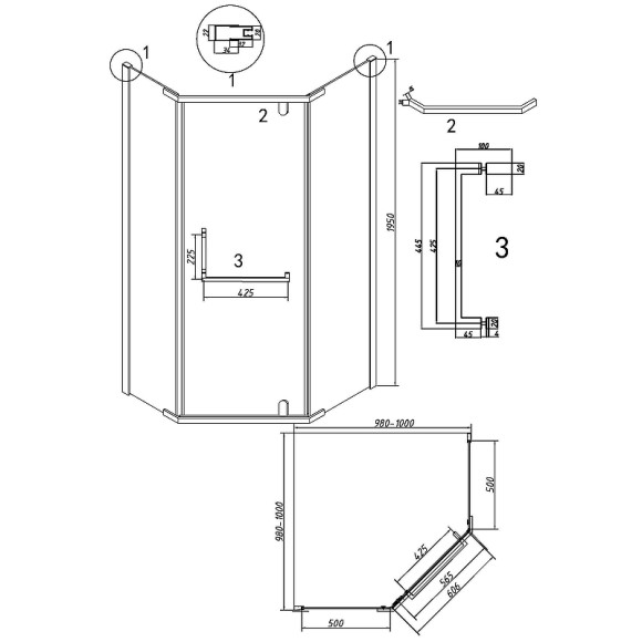 Душевой уголок Grossman Pragma 100х100 302.K33.03.1010.21.02 профиль Черный матовый стекло шиншилла Душевой уголок Grossman Pragma 100х100 302.K33.03.1010.21.02 профиль Черный матовый стекло шиншилла