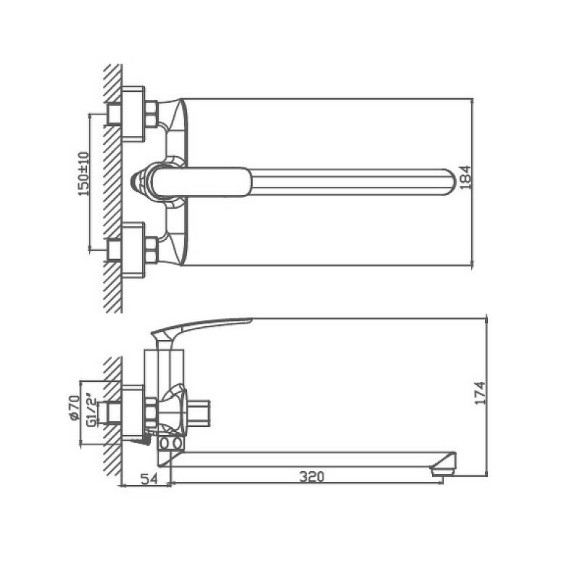 Смеситель для ванны Haiba HB22616 универсальный Хром Смеситель для ванны Haiba HB22616 универсальный Хром