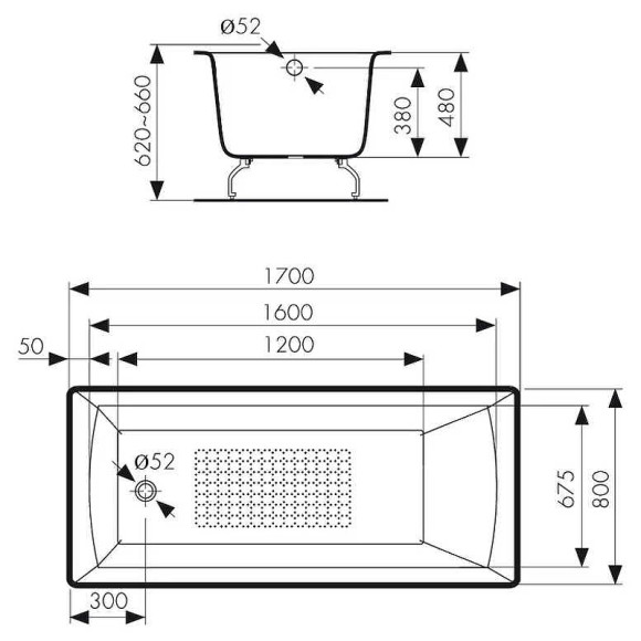 Чугунная ванна Kaiser 170х80 КВ-1805 с антискользящим покрытием