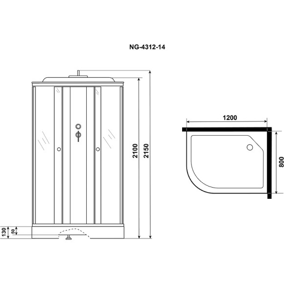 Душевая кабина Niagara Eco 120x80 R NG-4312-14R без гидромассажа Душевая кабина Niagara Eco 120x80 R NG-4312-14R без гидромассажа