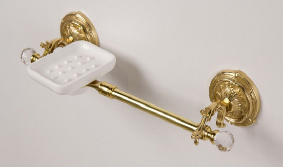 Полотенцедержатель c мыльницей Art&Max Barocco Crystal AM-2057P-Do-Ant-C Античное золото