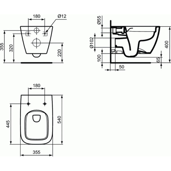Унитаз Ideal Standard I.Life AK0002 подвесной с сиденьем Микролифт Унитаз Ideal Standard I.Life AK0002 подвесной с сиденьем Микролифт
