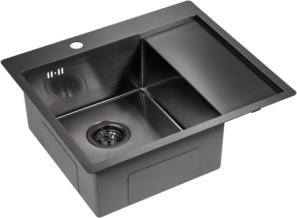 Кухонная мойка Paulmark Kroner 59F PM225951-GML Вороненая сталь