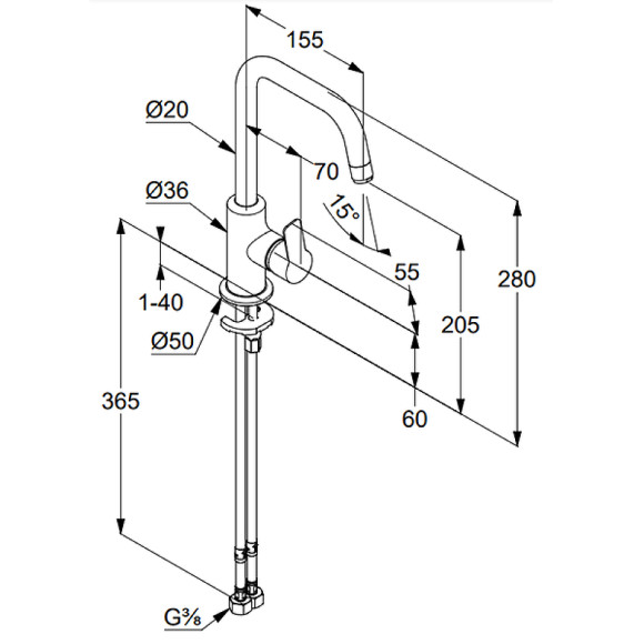 Смеситель для раковины Kludi Pure Easy 370240565 Хром