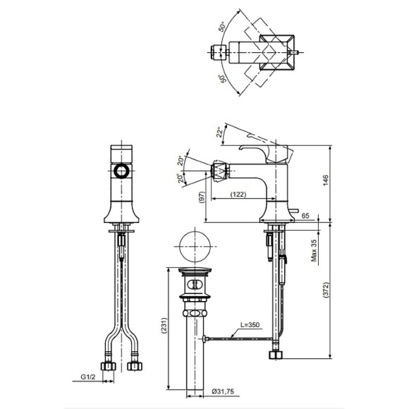Смеситель для биде Toto GC TRG08301R Хром Смеситель для биде Toto GC TRG08301R Хром