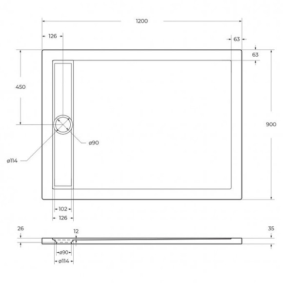 Акриловый поддон для душа BelBagno Due 120x90 TRAY-BB-DUE-AH-120/90-4-W0 Белый