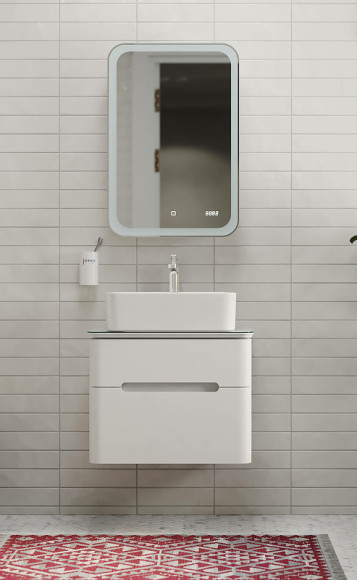 Зеркальный шкаф Jorno Bosko 50 Bos.03.50/W с подсветкой с часами