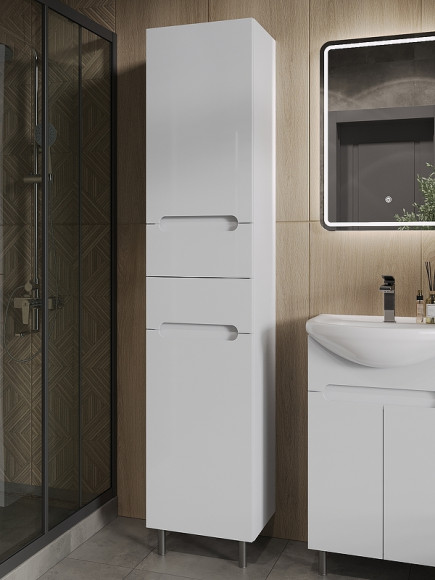 Шкаф пенал Orange Рио 40 PR 40-05KR с бельевой корзиной Белый Шкаф пенал Orange Рио 40 PR 40-05KR с бельевой корзиной Белый