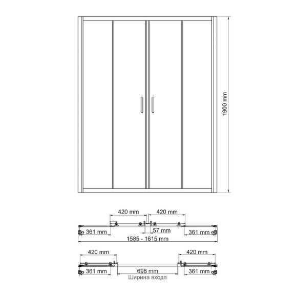 Душевая дверь WasserKRAFT Lippe 160 45S45 профиль Хром стекло прозрачное Душевая дверь WasserKRAFT Lippe 160 45S45 профиль Хром стекло прозрачное