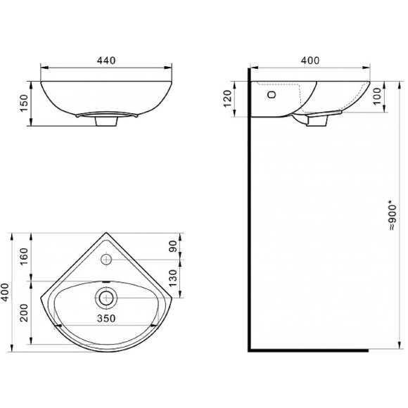 Раковина Santek Ирис 44 1WH110514 Белая