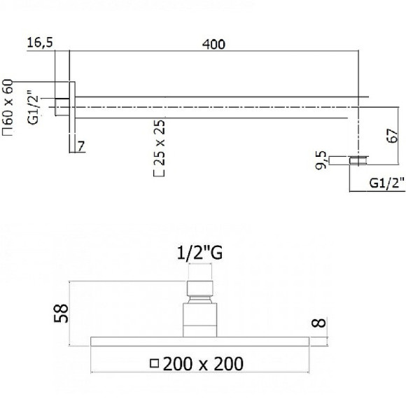 Верхний душ Paffoni Syncro ZSOF075CR/ZSOF063CR Хром