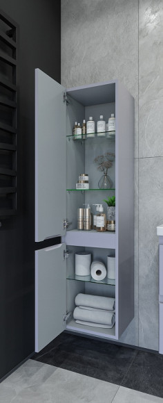 Шкаф пенал Caprigo Forte 35 L 36150L-SF028 подвесной Серый матовый