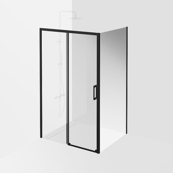 Душевая стенка Kerama Marazzi Vetro 100 VE.100.FP.BLK.M профиль Черный матовый стекло прозрачное