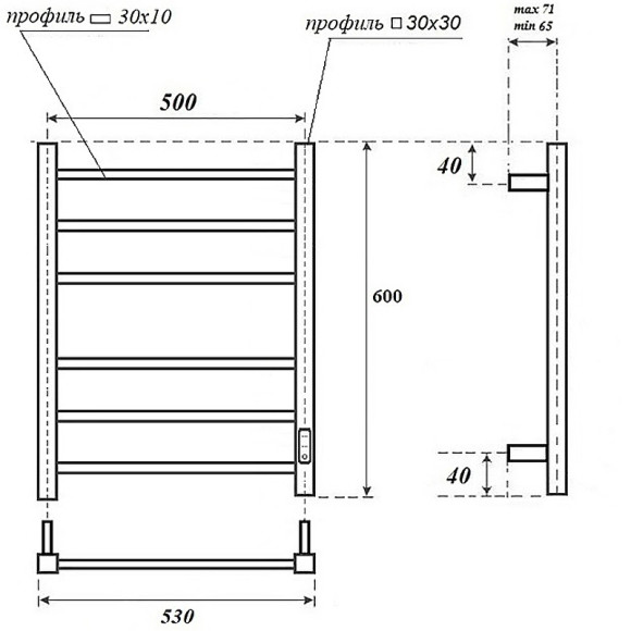 Электрический полотенцесушитель Point Меркурий PN83856B П6 500x600 диммер справа Черный Электрический полотенцесушитель Point Меркурий PN83856B П6 500x600 диммер справа Черный