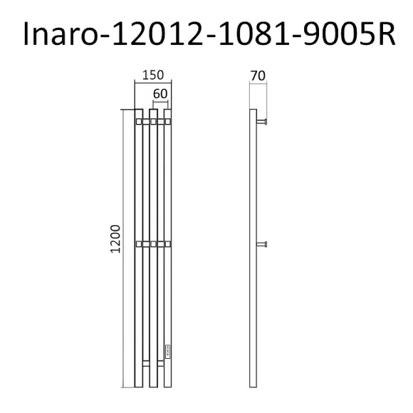 Электрический полотенцесушитель Маргроид Inaro профильный 1200x120 Inaro-12012-1081-9005R правый Черный матовый Электрический полотенцесушитель Маргроид Inaro профильный 1200x120 Inaro-12012-1081-9005R правый Черный матовый