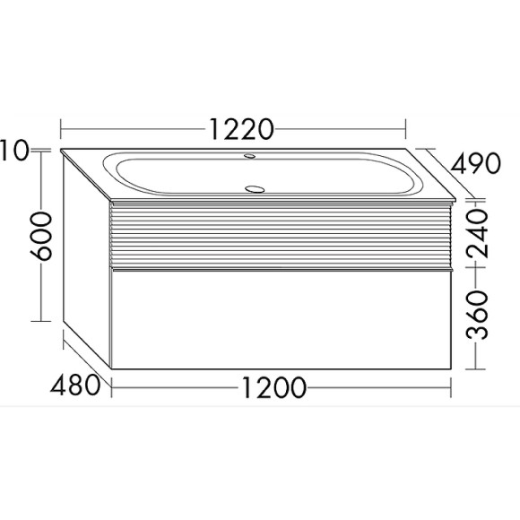 Тумба с раковиной Burgbad Fiumo 120 SFXN122F3958FOT52G0200C0001*1 подвесная Tectona Dekor Zimt Graphit Softmatt