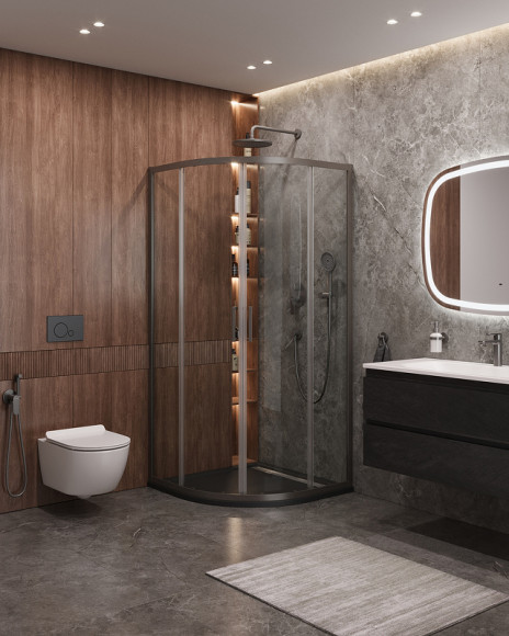 Душевой уголок Cezares Molveno 90x90 MOLVENO-R-2-90-C-GM-IV профиль Оружейная сталь стекло прозрачное Душевой уголок Cezares Molveno 90x90 MOLVENO-R-2-90-C-GM-IV профиль Оружейная сталь стекло прозрачное