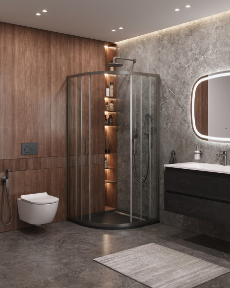 Душевой уголок Cezares Molveno 90x90 MOLVENO-R-2-90-C-GM-IV профиль Оружейная сталь стекло прозрачное Душевой уголок Cezares Molveno 90x90 MOLVENO-R-2-90-C-GM-IV профиль Оружейная сталь стекло прозрачное