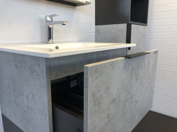 Тумба с раковиной Comforty Франкфурт 60 00-00004332 подвесная Бетон светлый Черная матовая Тумба с раковиной Comforty Франкфурт 60 00-00004332 подвесная Бетон светлый Черная матовая