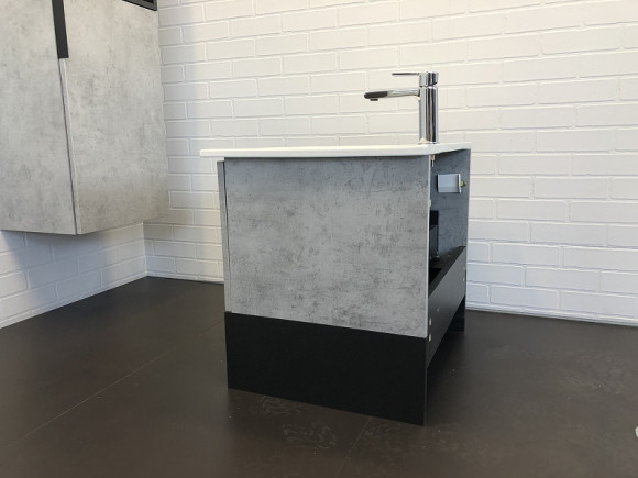 Тумба с раковиной Comforty Франкфурт 60 00-00004332 подвесная Бетон светлый Черная матовая Тумба с раковиной Comforty Франкфурт 60 00-00004332 подвесная Бетон светлый Черная матовая