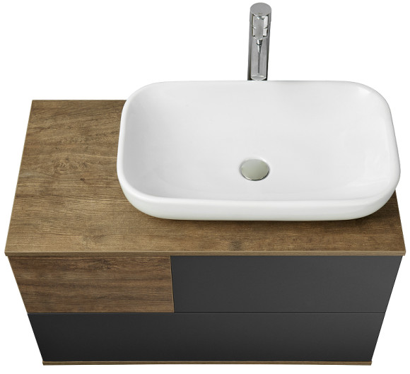 Тумба под раковину Aquaton Терра 85 1A247201TEKA0 подвесная Дуб кантри Антрацит