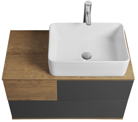 Тумба под раковину Aquaton Терра 85 1A247201TEKA0 подвесная Дуб кантри Антрацит