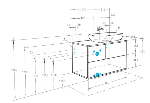 Тумба под раковину Aquaton Терра 85 1A247201TEKA0 подвесная Дуб кантри Антрацит