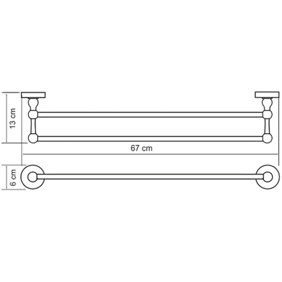 Полотенцедержатель WasserKRAFT Nau K-7740 двойной Хром Полотенцедержатель WasserKRAFT Nau K-7740 двойной Хром