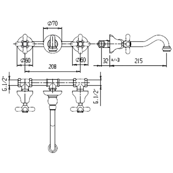 Смеситель для раковины Cezares Golf GOLF-BLS1-02 Бронза