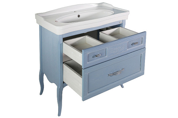 Комплект мебели для ванной ASB-Woodline Модерн 85 Рошфор с Белой патиной