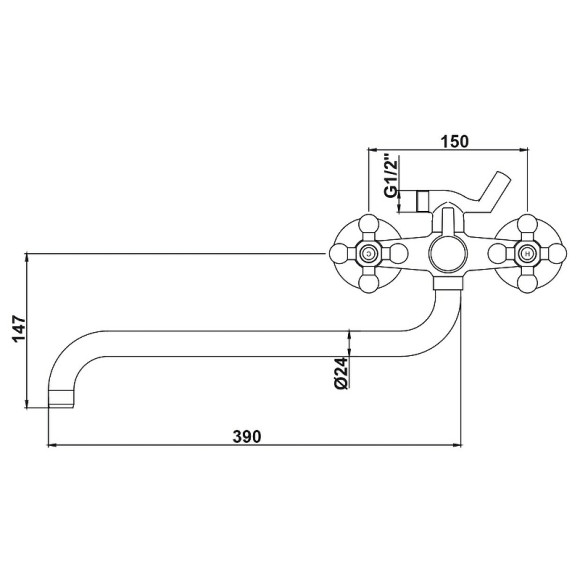 Смеситель для ванны Kaiser Carlson Lux 11056 универсальный Хром