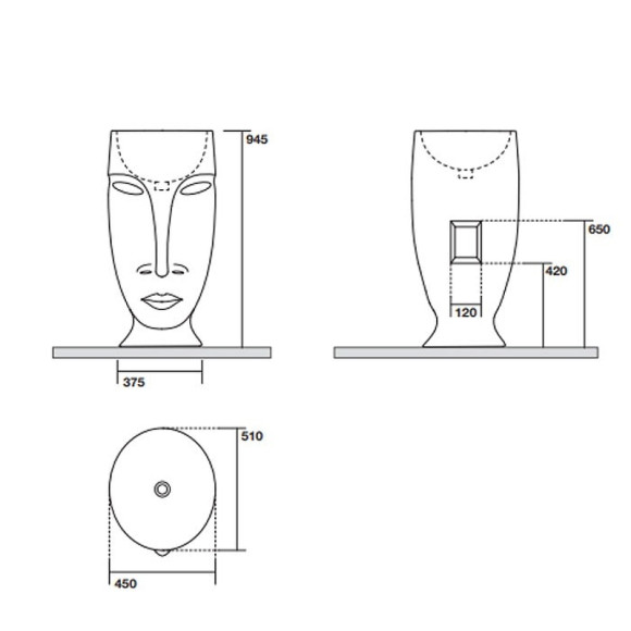Раковина Kerasan Artwork Moloco 45 474001 Белая
