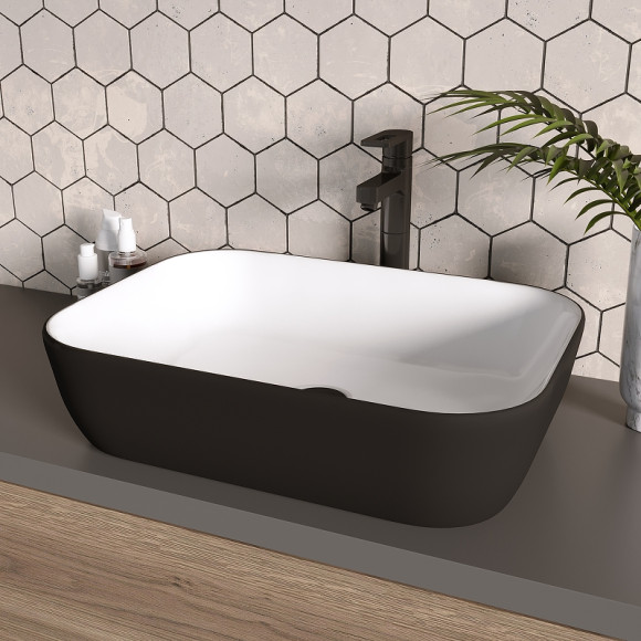 Раковина-чаша Grossman 46 GR-4041BW Белая Черная Раковина-чаша Grossman 46 GR-4041BW Белая Черная